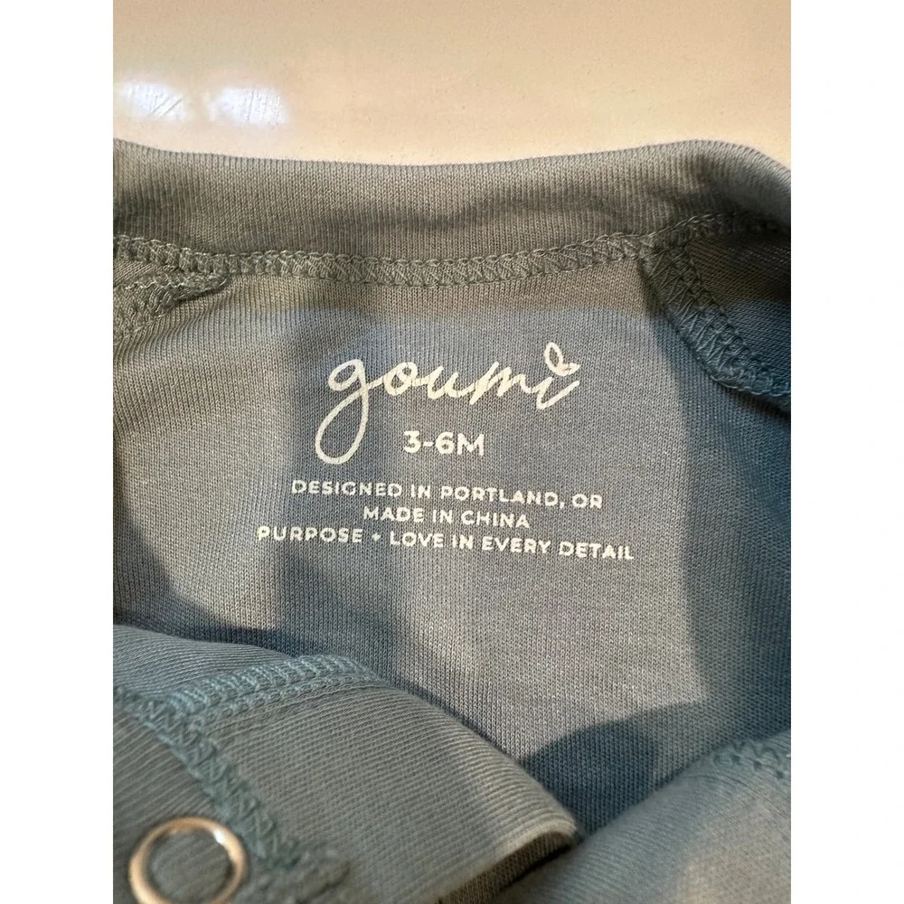 Goumi 24 Hour Organic Bamboo Cotton Convertible Baby Gown Sage Blue 3-6M NWT